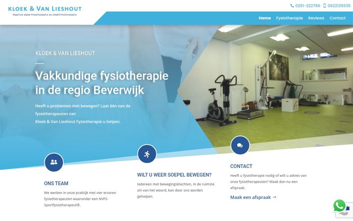 Screenshot of fysiotherapiekloekenvanlieshout.nl