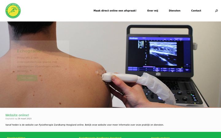 Screenshot of fysiotherapiezandkamp.nl