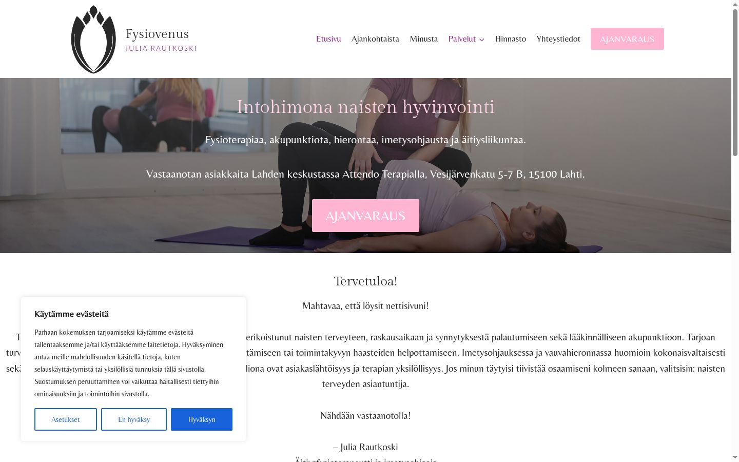 Screenshot of the consent banner shown before any interaction