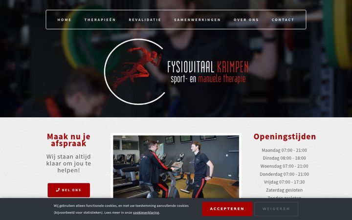 Screenshot of fysiovitaalkrimpen.nl