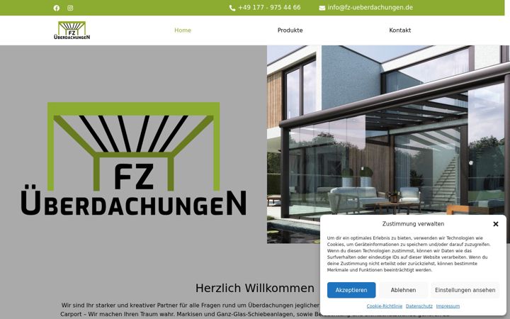 Snímek obrazovky fz-ueberdachungen.de