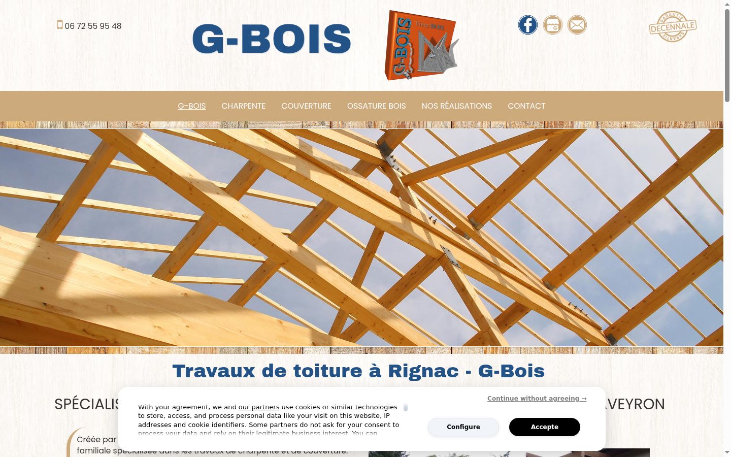 Capture d'écran de la bannière de consentement affichée avant toute interaction