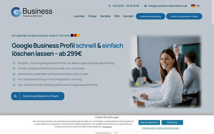 Snímek obrazovky g-business-loeschdienst.de