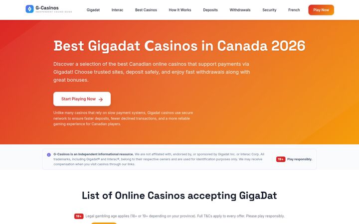 Screenshot di g-casinos.ca