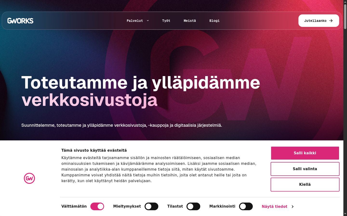 Screenshot of the consent banner shown before any interaction