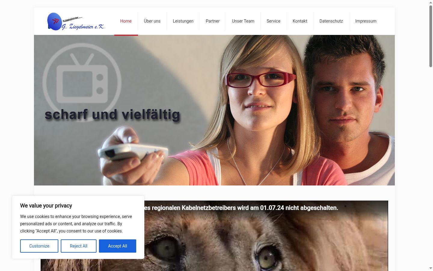 Screenshot of the consent banner shown before any interaction