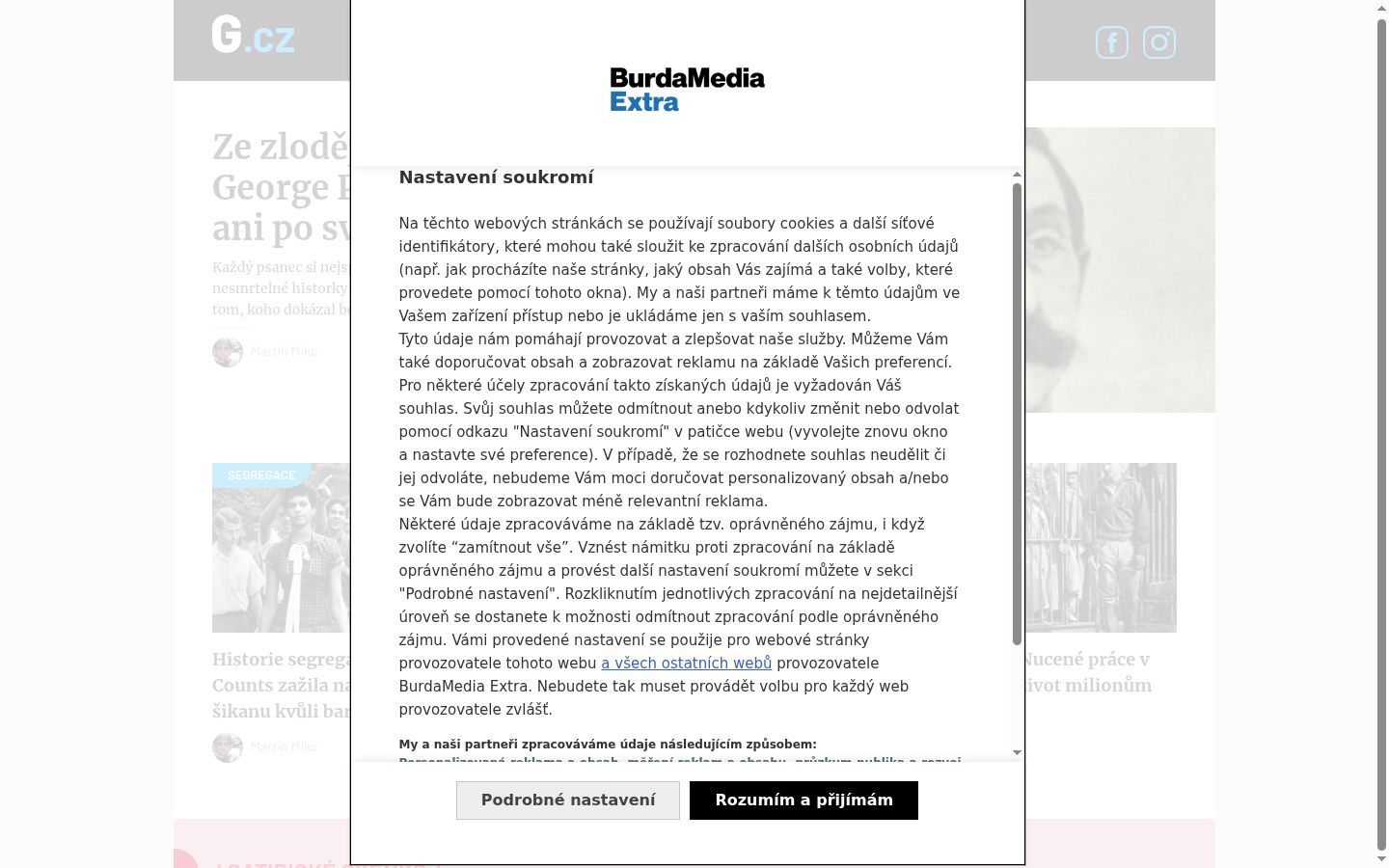Captura de ecrã do banner de consentimento apresentado antes de qualquer interação