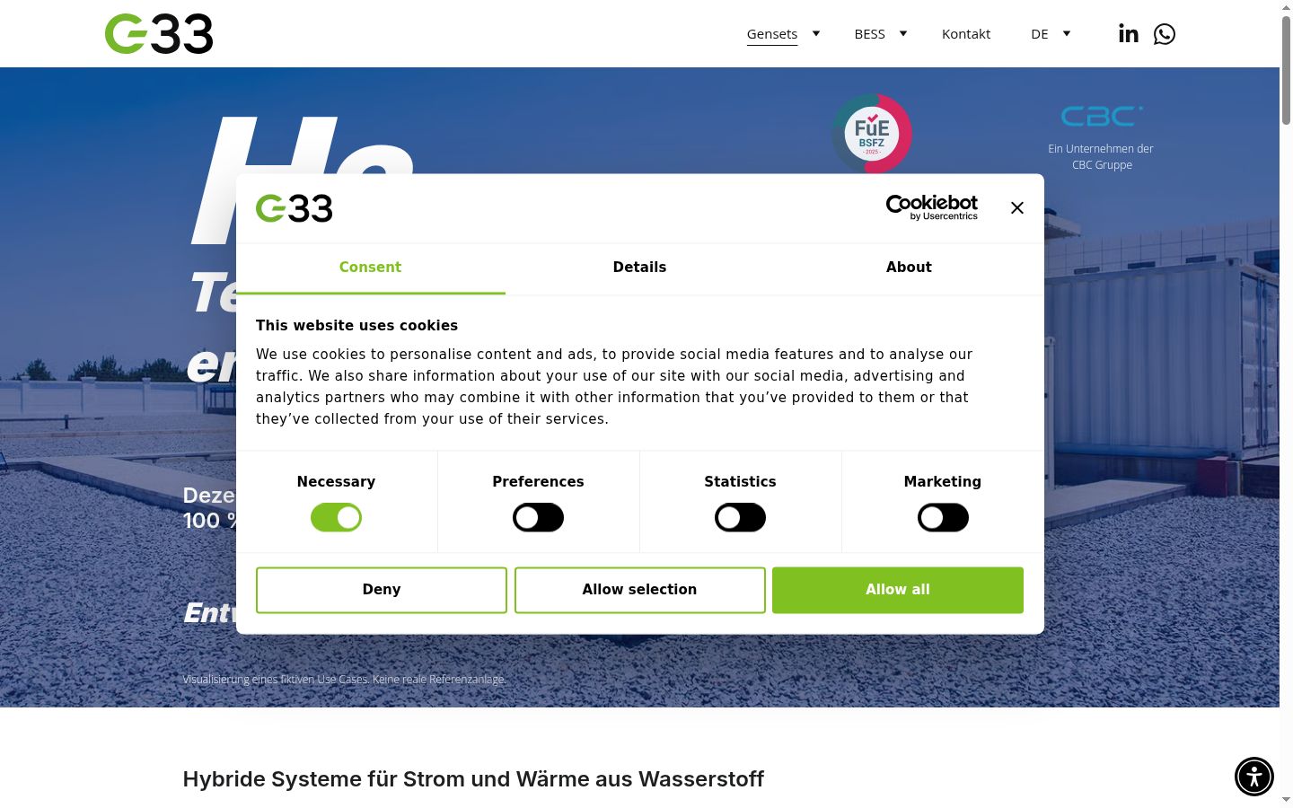 Screenshot of the consent banner shown before any interaction