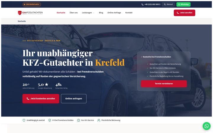 Screenshot of ga-kfzgutachten.de
