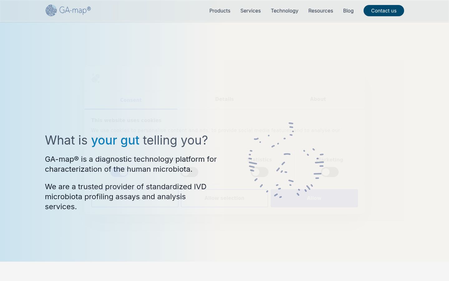 Screenshot del banner di consenso mostrato prima di qualsiasi interazione