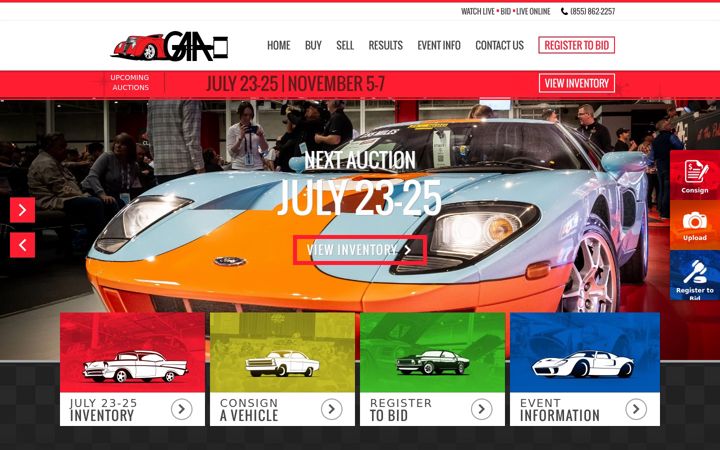Screenshot of gaaclassiccars.com