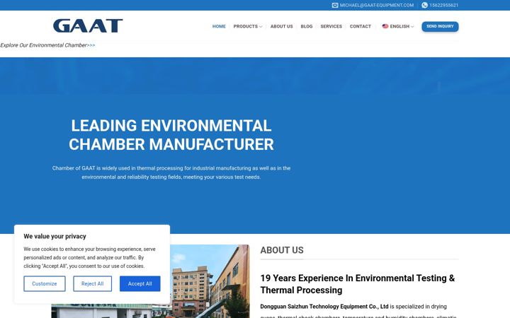Screenshot of gaattestequipment.com