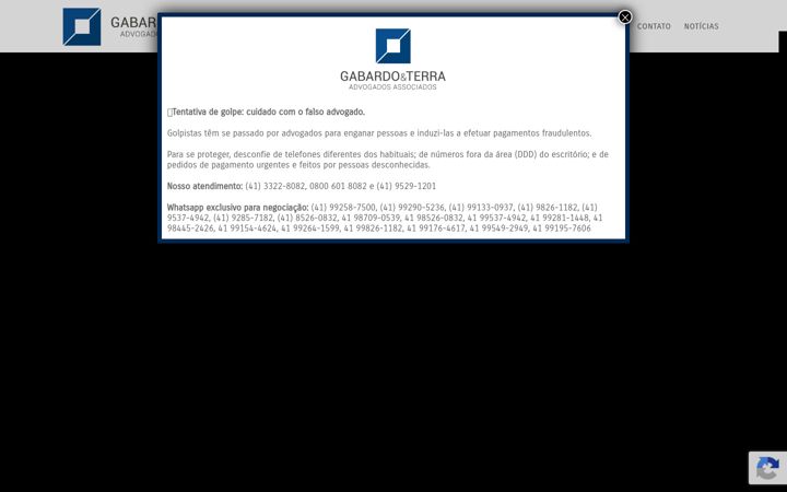 Screenshot of gabardoeterra.com.br