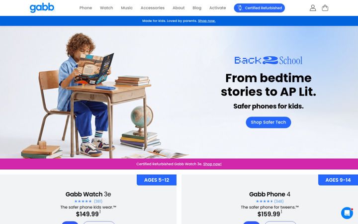 Screenshot of gabb.com