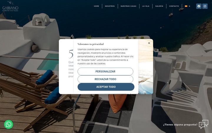 Screenshot of gabbianosantorini.com