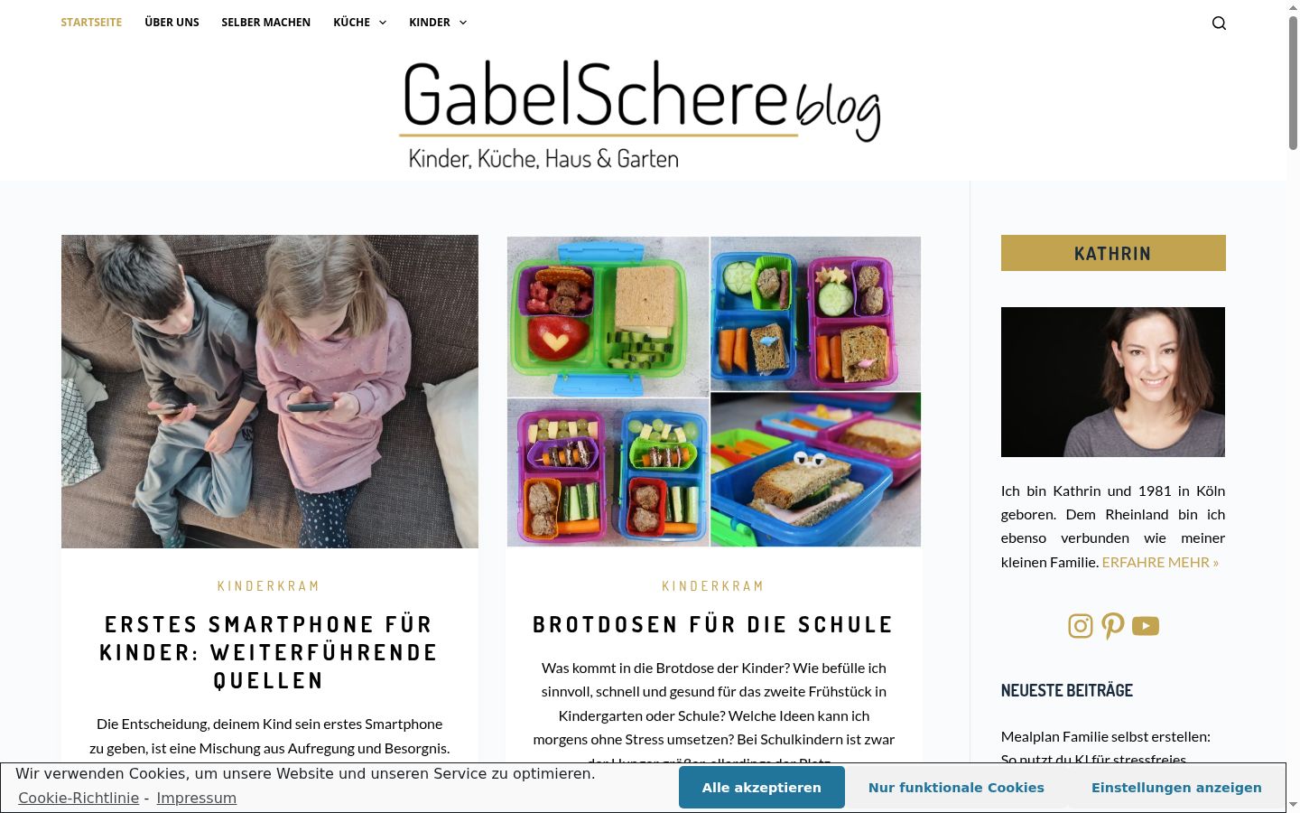 Screenshot des Einwilligungsbanners vor jeglicher Interaktion