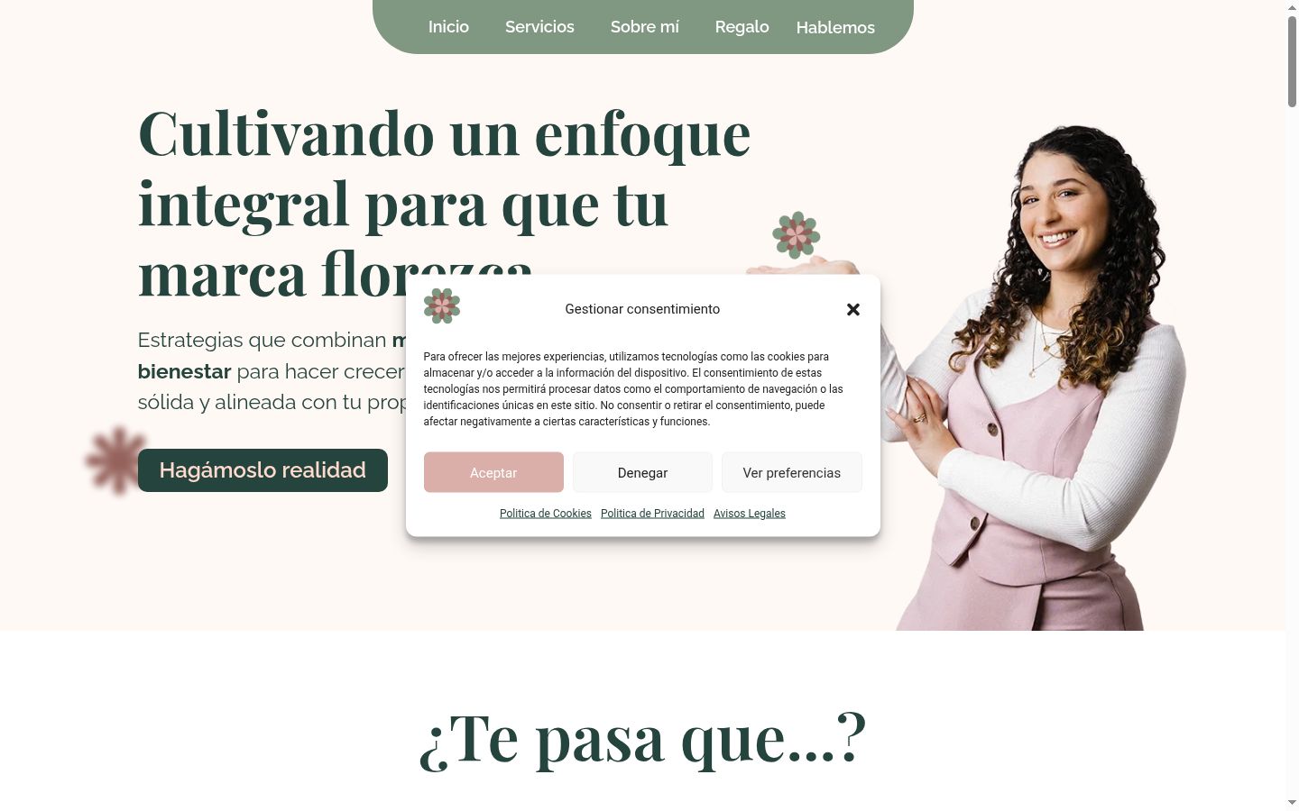 Captura de ecrã do banner de consentimento apresentado antes de qualquer interação