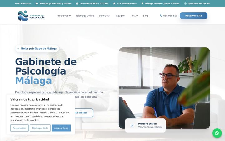 Screenshot of gabinetedepsicologiamalaga.com