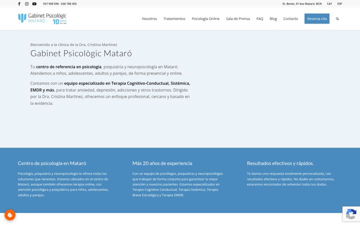 Screenshot of gabinetpsicologicmataro.com