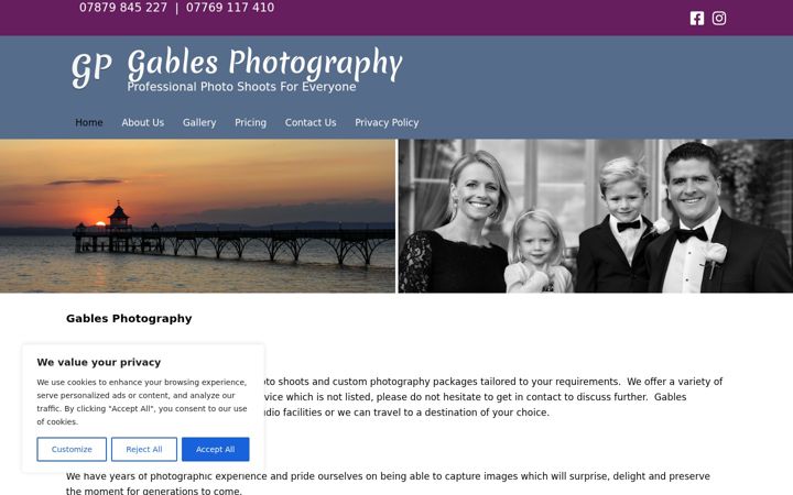 Screenshot of gablesphotography.co.uk