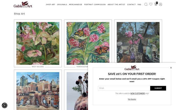Screenshot of gableyoungart.com
