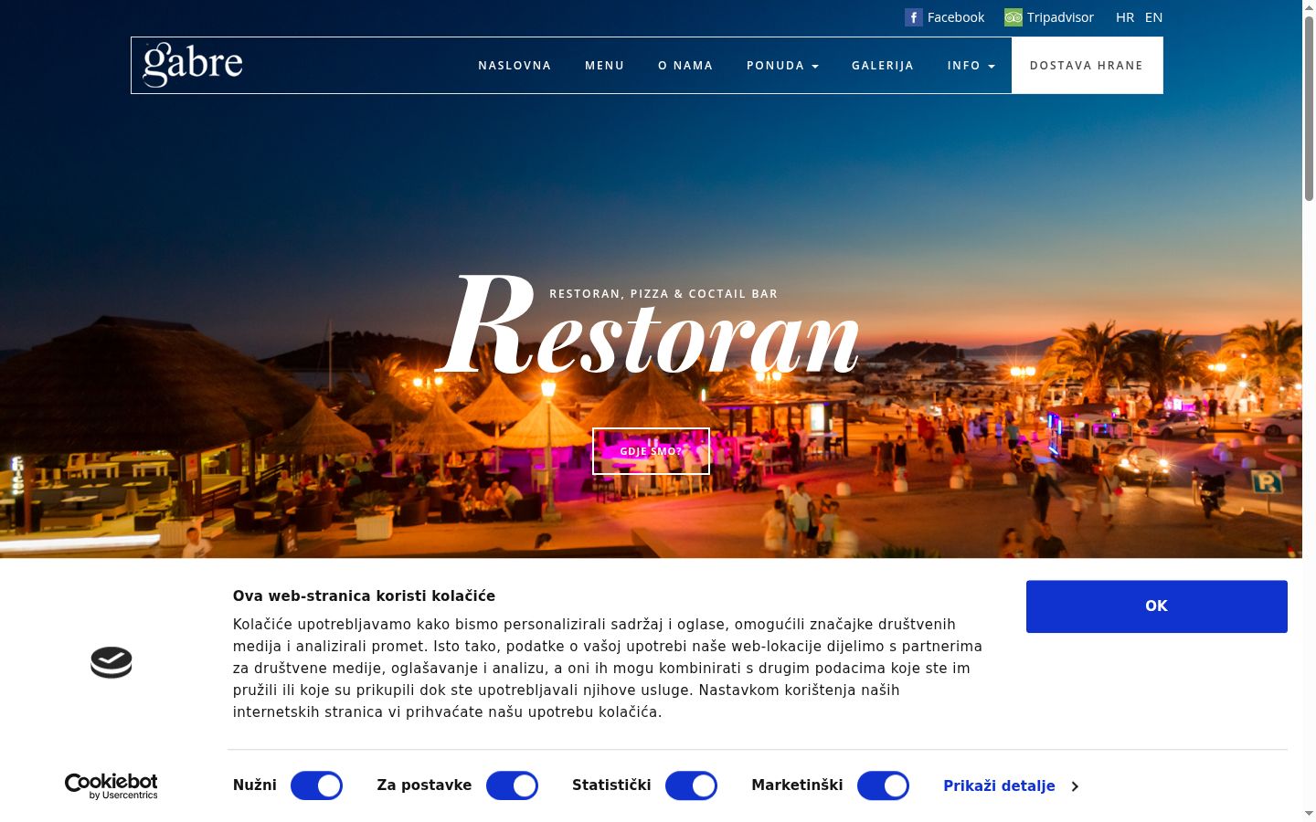 Screenshot del banner di consenso mostrato prima di qualsiasi interazione
