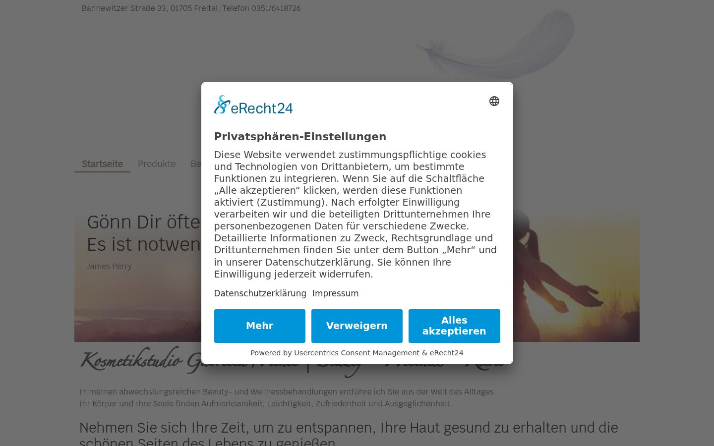 Captura de ecrã do banner de consentimento apresentado antes de qualquer interação