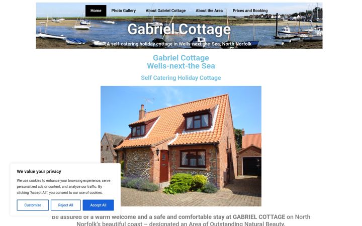 Screenshot of gabrielcottage.co.uk