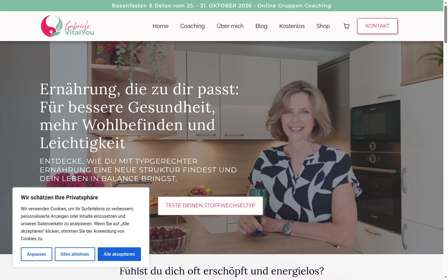 Screenshot des Einwilligungsbanners vor jeglicher Interaktion