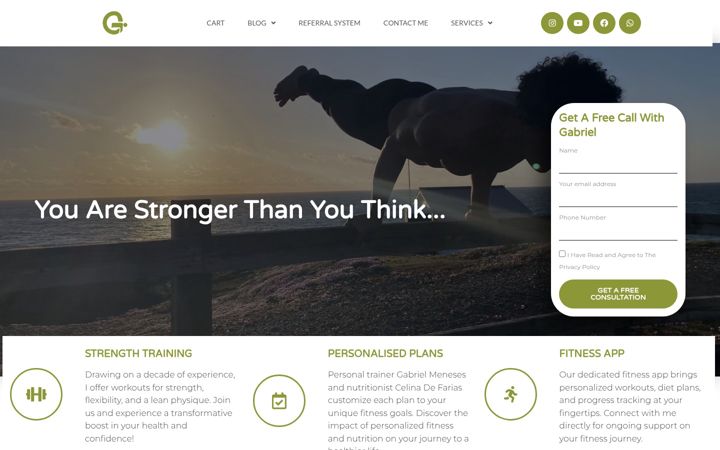 Screenshot of gabrielfitnesscornwall.co.uk