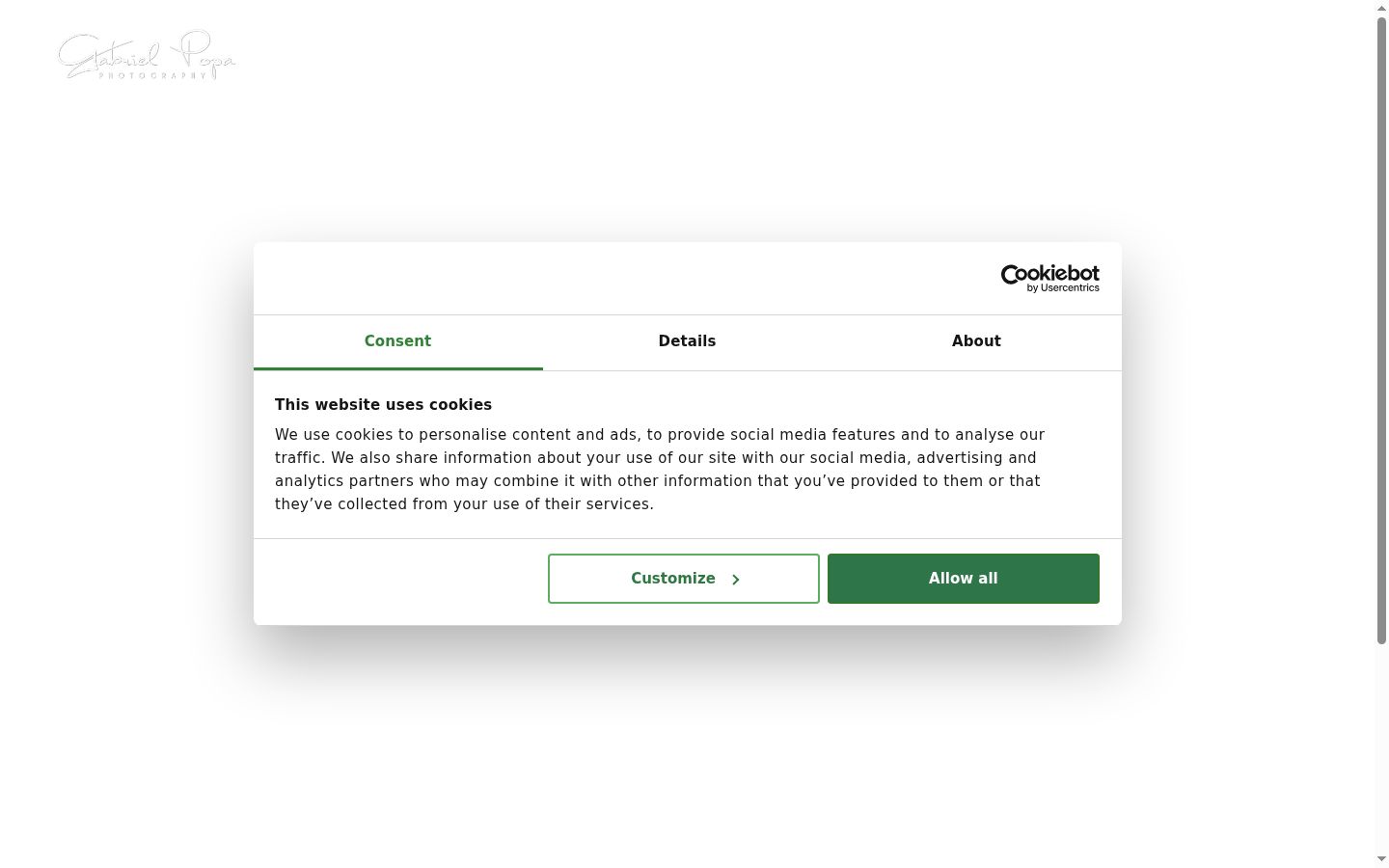 Screenshot del banner di consenso mostrato prima di qualsiasi interazione
