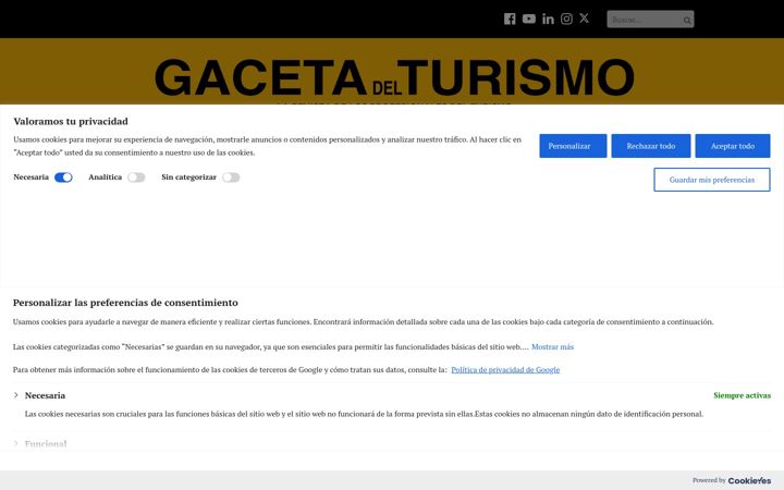 Screenshot of gacetadelturismo.com