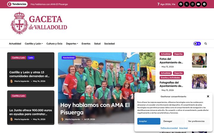 Screenshot of gacetavalladolid.es