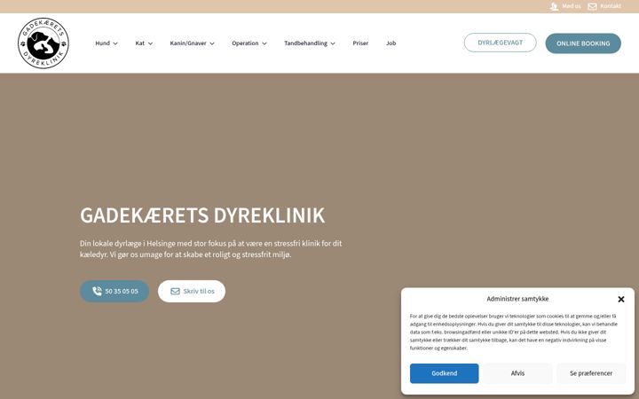 Screenshot of gadekaeretsdyreklinik.dk