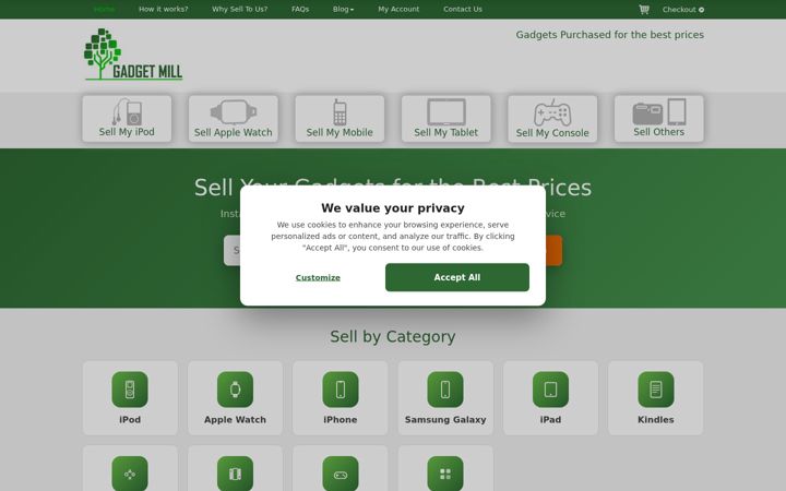 Screenshot of gadgetmill.co.uk