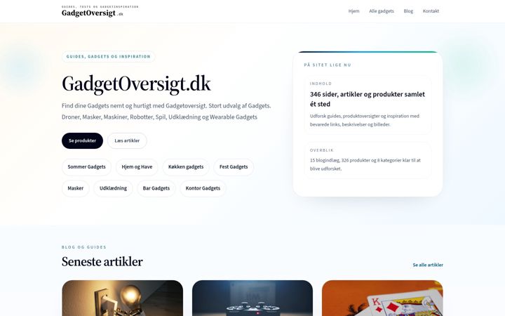 Screenshot of gadgetoversigt.dk