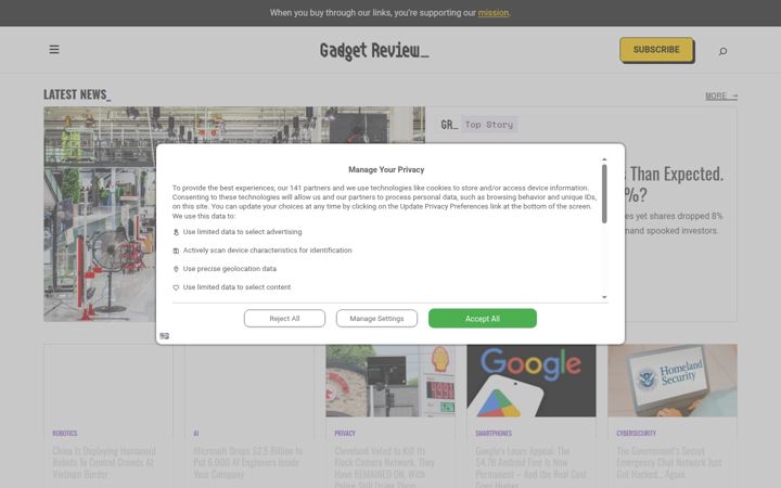 Screenshot of gadgetreview.com