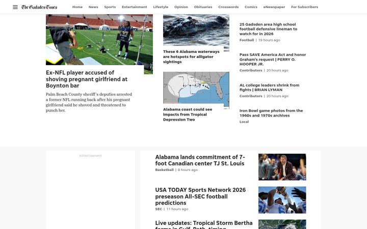 Screenshot of gadsdentimes.com