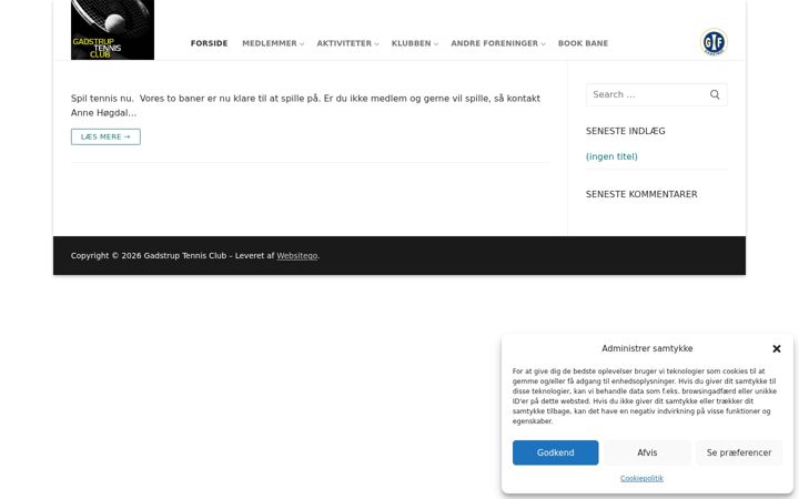 Screenshot of gadstruptennis.dk
