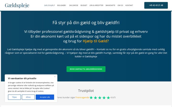 Screenshot of gaeldspleje.dk