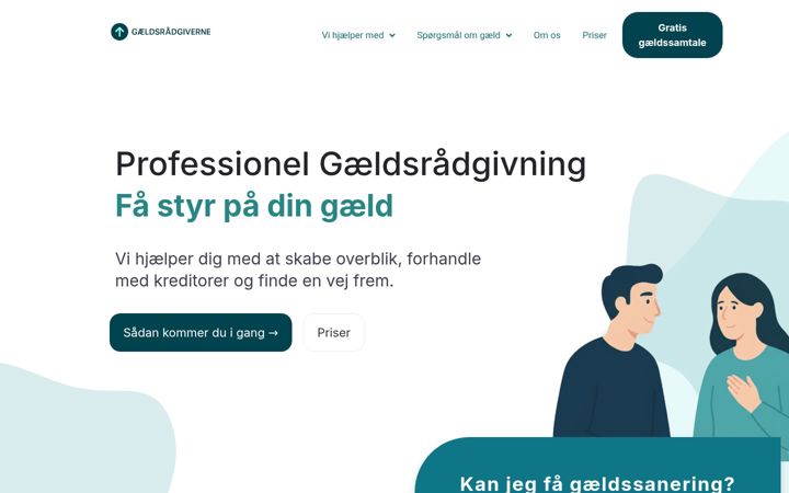 Skærmbillede af gaeldsraadgiverne.dk