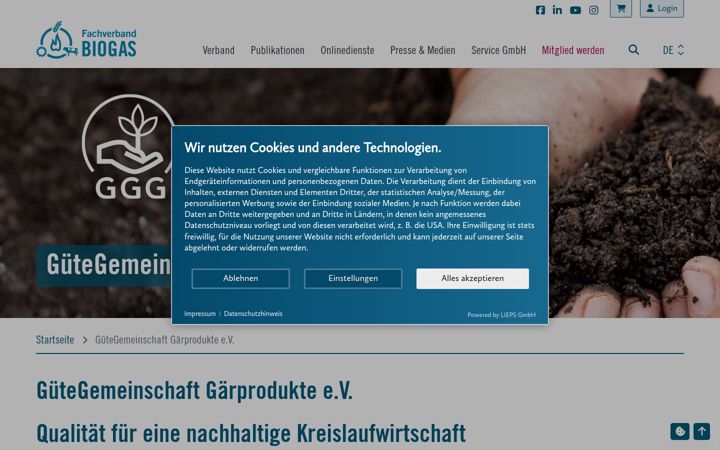Screenshot di gaerprodukte.de