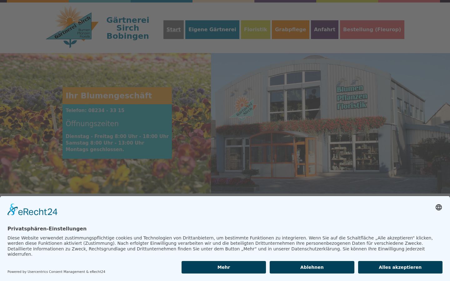 Screenshot des Einwilligungsbanners vor jeglicher Interaktion