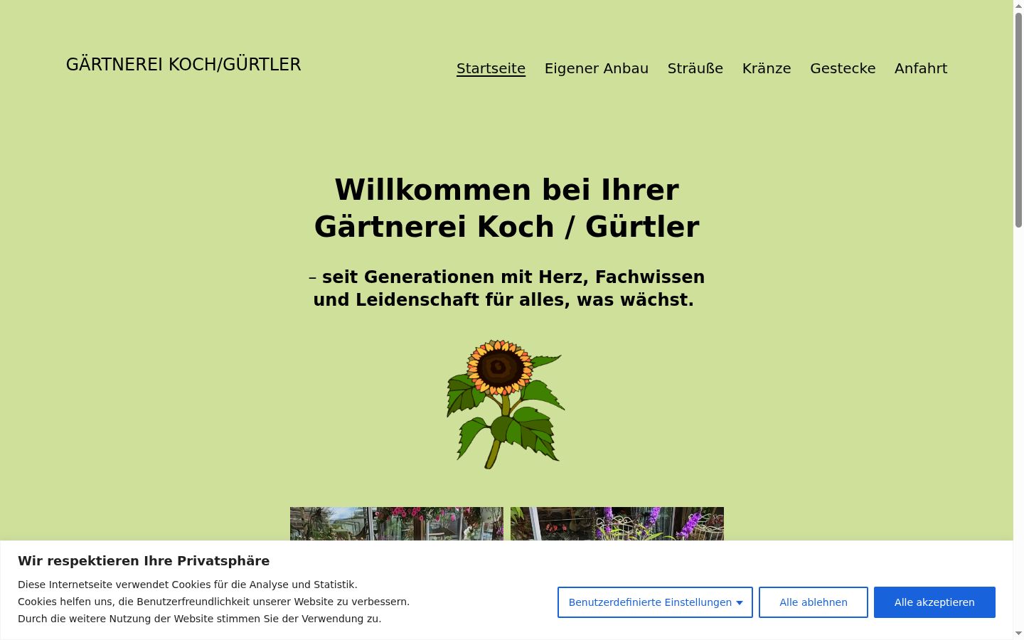 Screenshot des Einwilligungsbanners vor jeglicher Interaktion