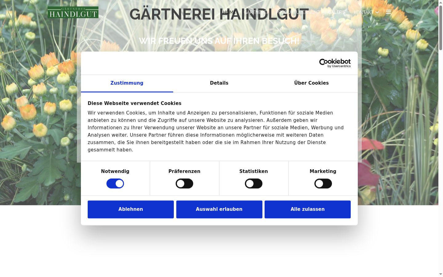 Screenshot of the consent banner shown before any interaction