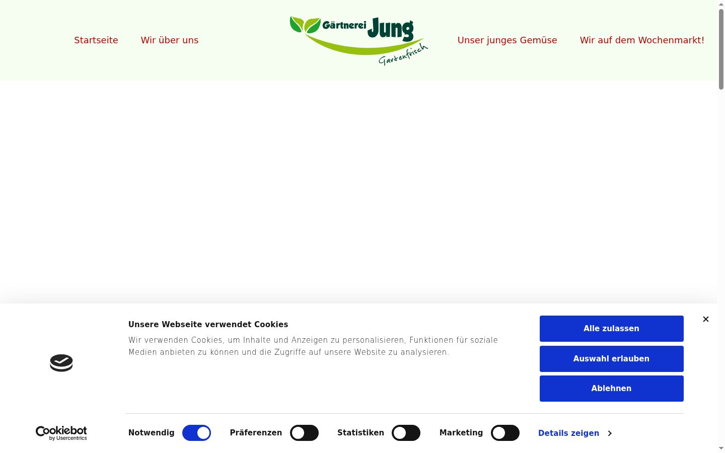 Captura de pantalla del banner de consentimiento mostrado antes de cualquier interacción