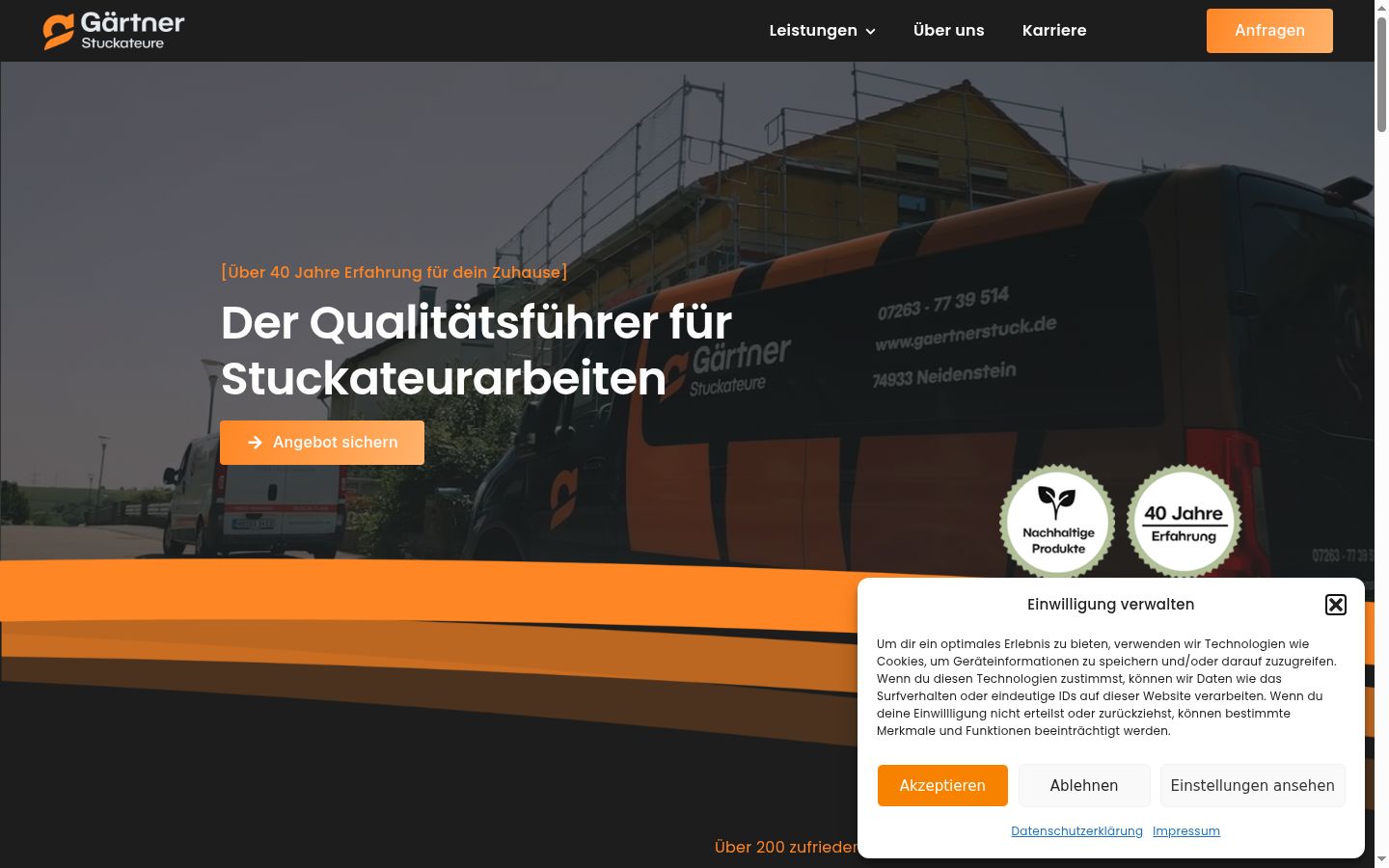 Screenshot del banner di consenso mostrato prima di qualsiasi interazione