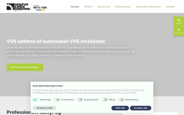 Screenshot of gaerupvvs.dk