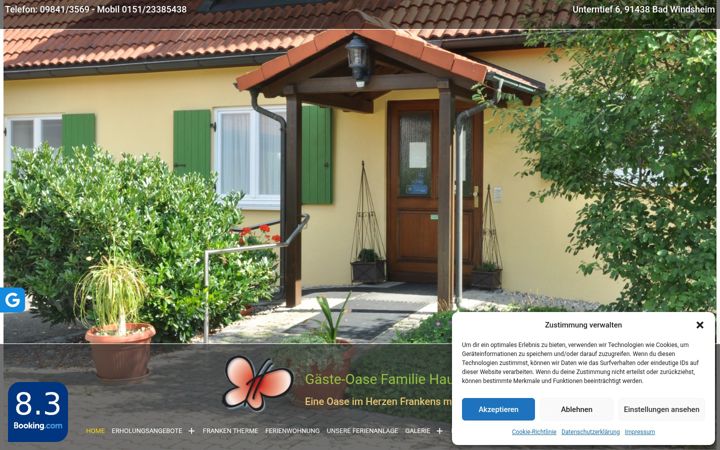 Screenshot of gaeste-oase-bad-windsheim.de
