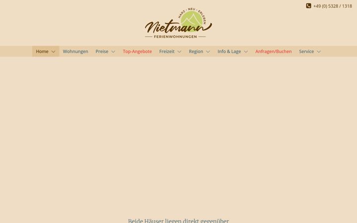 Screenshot of gaestehaeuser-nietmann.de